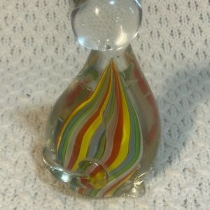 Multicolor Vinci hand blown Glass Art cat Figurine